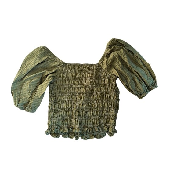 Old Navy Women's Dark Green Puff Sleeve Top - Picture 4 of 7